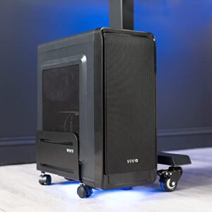 VIVO Computer Tower Desktop ATX-Case, CPU Steel Rolling Stand, 4.7 to 8.2 inch Wide Adjustable Mobile Cart Holder with Locking Caster Wheels, Gaming PC Holder, Black, CART-PC01