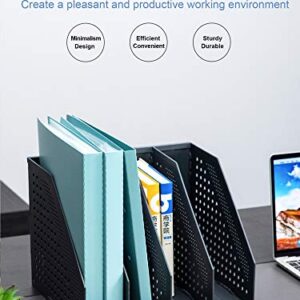 Leven/Deli Collapsible Magazine File Holder/Desk Organizer for Office Organization and Storage with 4 Vertical Compartments