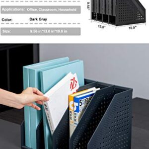Leven/Deli Collapsible Magazine File Holder/Desk Organizer for Office Organization and Storage with 4 Vertical Compartments