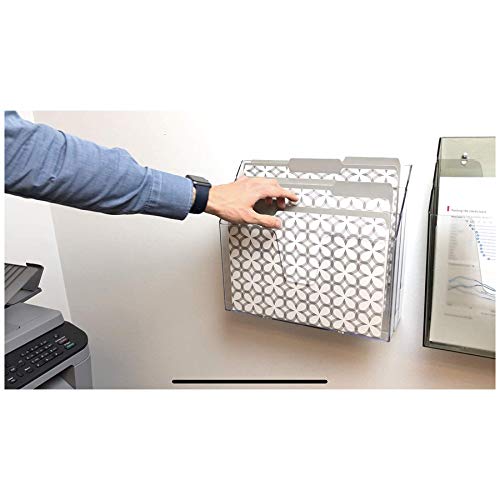 Acrimet Horizontal Triple File Folder Holder Organizer (Clear Crystal Color)