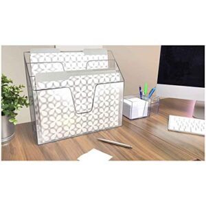 Acrimet Horizontal Triple File Folder Holder Organizer (Clear Crystal Color)