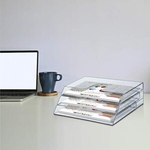 Acrimet Horizontal Triple File Folder Holder Organizer (Clear Crystal Color)