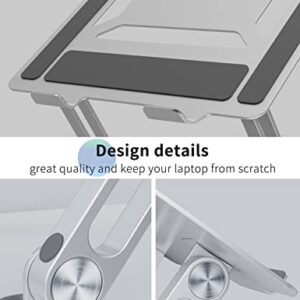 SOUNDANCE Laptop Stand for Desk with Stable Heavy Base, Adjustable Height Multi-Angle, Ergonomic Metal Riser Holder, Foldable Mount Elevator, Compatible with 10 to 15.6 Inches PC Computer, Silver