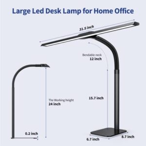 Kary LED Desk Lamp, 24W Architect Desk Lamps with Base 31.5" Wide Home Office Lights 1800LM Extra Bright Table Lighting with Adjustable Lights, 5 Color Modes, Studio Work Lamp for Task, Drafting