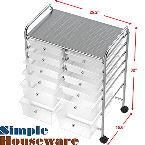 SimpleHouseware Utility Cart with 12 Drawers Rolling Storage Art Craft Organizer on Wheels