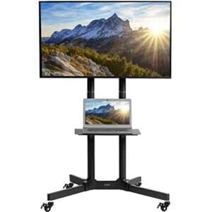 vivo mobile tv cart for 32 to 83 inch screens up to 110 lbs, lcd led oled 4k smart flat and curved panels, rolling stand with laptop dvd shelf, locking wheels, max vesa 600×400, black, stand-tv03e