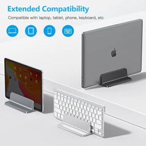 OMOTON Vertical Laptop Stand Holder, Desktop Aluminum Stand for MacBook with Adjustable Dock Size, Fits All MacBook, Surface, Chromebook and Gaming Laptops (Up to 17.3 inches), Black