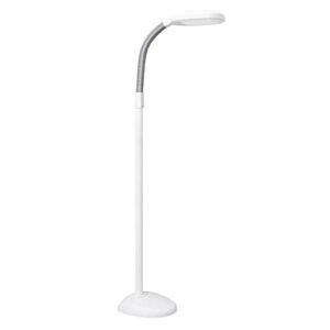 verilux smartlight full spectrum led modern floor lamp with adjustable brightness, flexible gooseneck and easy controls – reduces eye strain and fatigue – ideal for reading, artists, craft (white)