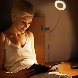 Clip on Light Reading Lamp, 48 LED Clamp Lamp with 3 Color Modes, 10 Dimmable Brightness, 360° Flexible Gooseneck Desk Lamp, Eye Protection Book Clamp Light for Video Conferencing Desk Bed Headboard