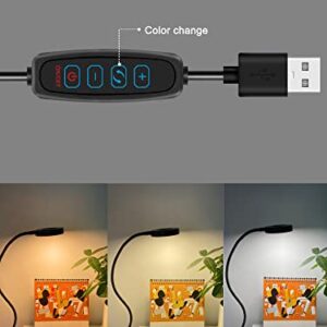 Clip on Light Reading Lamp, 48 LED Clamp Lamp with 3 Color Modes, 10 Dimmable Brightness, 360° Flexible Gooseneck Desk Lamp, Eye Protection Book Clamp Light for Video Conferencing Desk Bed Headboard