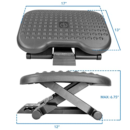 Mount-It! Ergonomic Under Desk Footrest | Height Adjustable Office Foot Rest with 3 Height Levels | Tilting Foot Stool | Home Office Footrest with Massage Surface for Improved Circulation (MI-7801)
