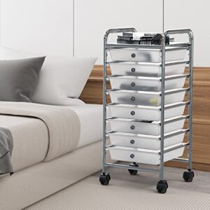 SimpleHouseware 8-Drawers Rolling Storage Cart, Chrome