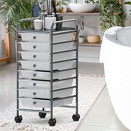 SimpleHouseware 8-Drawers Rolling Storage Cart, Chrome