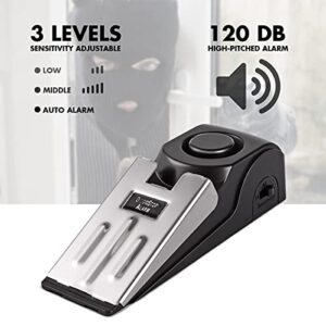 Door Stop Alarm, Door Stopper Security for Home Travel Apartment with 120DB Siren Portable Safety Tool 2 Pack