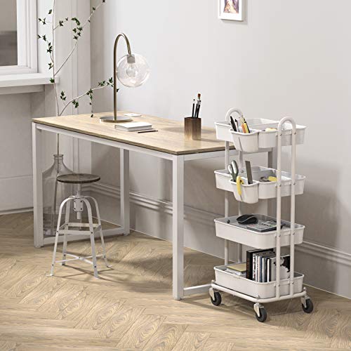 SimpleHouseware Heavy Duty 4-Tier Utility Rolling Cart, White