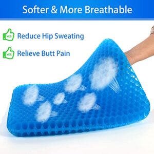 Large Gel Seat Cushion for Long Sitting (Super Large & Thick), Soft & Breathable, Gel Cushion for Wheelchair Reduce Sweat, Gel Chair Cushion for Hip Pain, Gel Seat Cushion for Office Chair Comfort