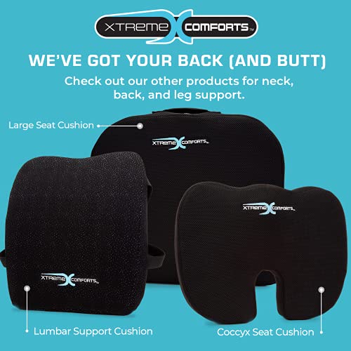 Xtreme Comforts Seat Cushion, Office Chair Cushions - Pack of 1 Padded Foam Cushion w/Handle for Desk, Wheelchair & Car Use - Back Support Pillow for Chair