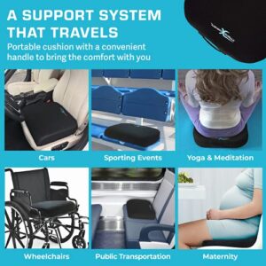 Xtreme Comforts Seat Cushion, Office Chair Cushions - Pack of 1 Padded Foam Cushion w/Handle for Desk, Wheelchair & Car Use - Back Support Pillow for Chair