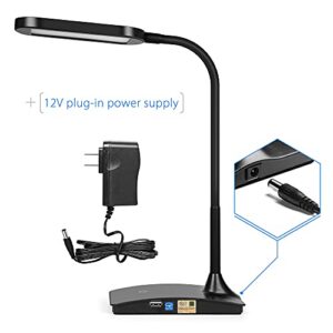 TW Lighting IVY20-40BK Ivy LED Desk Lamp with USB Port for Home Office - Super Bright Small Desk Lamp, a Perfect LED Desk Light as Study Lamp, Bedside Reading Lights (Black)
