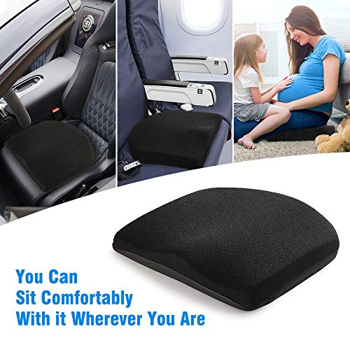 Tsumbay Memory Foam Seat Cushion, Office Soft Seat Cushion with Carry Handle, Washable Cover, Comfortable Coccyx Cushion for Home Office Chair Pad, Car Seat, Wheelchair -Black