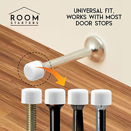 Door Stop Bumper Tips - 20 Pack White Silicone Rubber Replacement Stopper Ends with Universal Fit by ROOM STARTERS