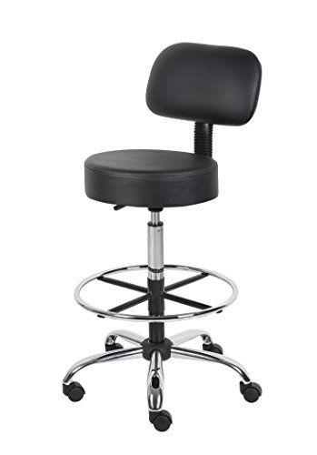 Boss Office Products B16245-BK Be Well Medical Spa Drafting Stool with Back, Black