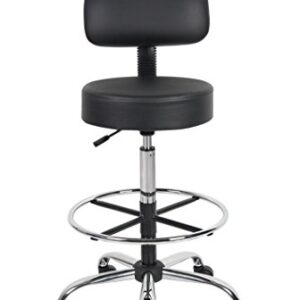 Boss Office Products B16245-BK Be Well Medical Spa Drafting Stool with Back, Black