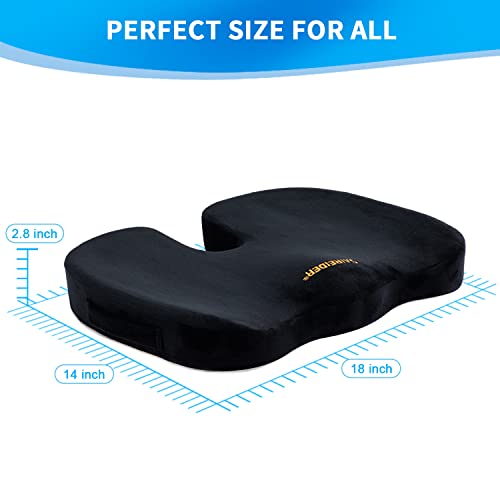 SAIREIDER Office Chair Cushion, Car Seat Cushion, Memory Foam Coccyx Cushion Pads for Tailbone Pain, Sciatica Relief Pillow, Correct Sitting Posture (Black)