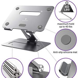 brocoon Laptop Stand, Adjustable Laptop Stand for Desk, Ergonomic Aluminum MacBook Stand with Heat-Vent, Laptop Riser Compatible for 10-17" Laptops