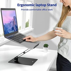 Besign LSX5 Aluminum Laptop Stand, Ergonomic Adjustable Notebook Stand, Riser Holder Computer Stand Compatible with Air, Pro, Dell, HP, Lenovo More 10-14" Laptops (Black)