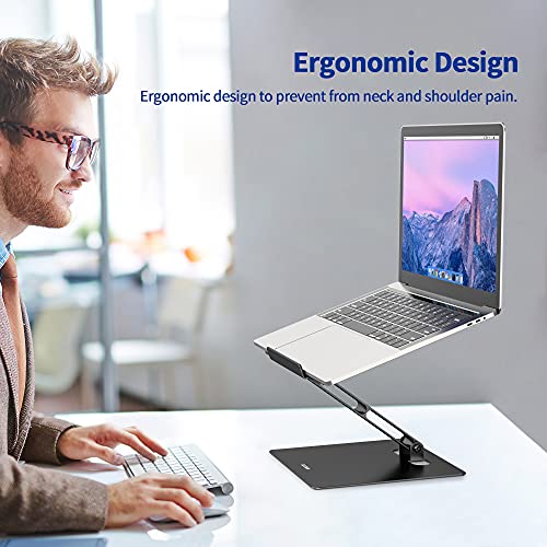 Besign LSX5 Aluminum Laptop Stand, Ergonomic Adjustable Notebook Stand, Riser Holder Computer Stand Compatible with Air, Pro, Dell, HP, Lenovo More 10-14" Laptops (Black)