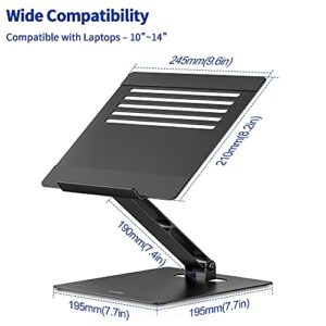 Besign LSX5 Aluminum Laptop Stand, Ergonomic Adjustable Notebook Stand, Riser Holder Computer Stand Compatible with Air, Pro, Dell, HP, Lenovo More 10-14" Laptops (Black)