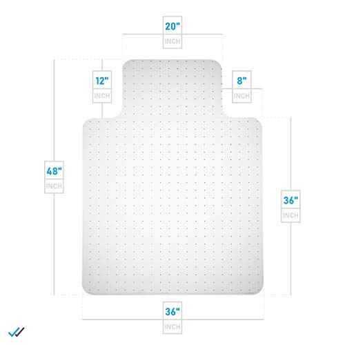 Office Chair Mat for Carpeted Floors Polycarbonate Transparent for Rolling Desk Computer Chairs Low and Medium Pile Carpets 36 X 48 X1/8 with Lip Heavy Duty Thick and Sturdy Shipped Flat