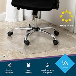 Office Chair Mat for Carpeted Floors Polycarbonate Transparent for Rolling Desk Computer Chairs Low and Medium Pile Carpets 36 X 48 X1/8 with Lip Heavy Duty Thick and Sturdy Shipped Flat