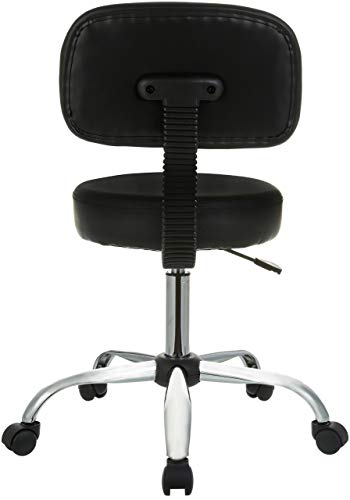 Amazon Basics Multi-Purpose Drafting Spa Bar Stool with Back Cushion and Wheels - Black