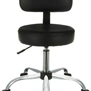 Amazon Basics Multi-Purpose Drafting Spa Bar Stool with Back Cushion and Wheels - Black