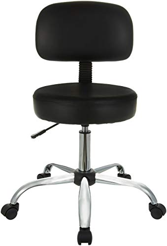 Amazon Basics Multi-Purpose Drafting Spa Bar Stool with Back Cushion and Wheels - Black