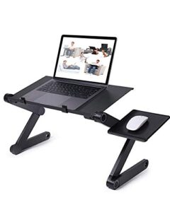 rainbean adjustable laptop desk, laptop stand for bed portable lap desk foldable table workstation notebook riser with mouse pad, ergonomic computer tray reading holder bed tray standing desk
