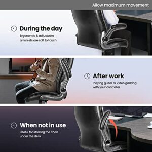 neo chair Office Chair Computer High Back Adjustable Flip-up Armrests Ergonomic Desk Chair Executive Diamond-Stitched PU Leather Swivel Task Chair with Armrests Lumbar Support (Black)