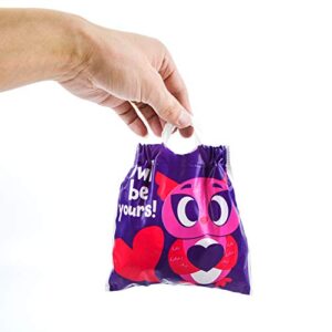 JOYIN 70 Pcs Valentine Gift Bags Drawstring Candy Bags Valentine Mini Plastic Goodie Bags for Kids Valentines Day Party Favor Supply