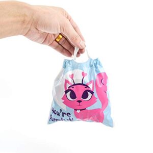 JOYIN 70 Pcs Valentine Gift Bags Drawstring Candy Bags Valentine Mini Plastic Goodie Bags for Kids Valentines Day Party Favor Supply