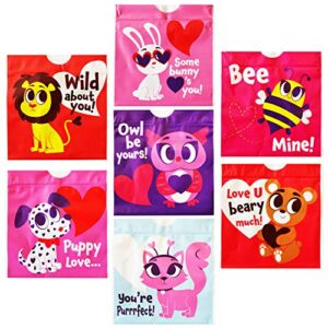 JOYIN 70 Pcs Valentine Gift Bags Drawstring Candy Bags Valentine Mini Plastic Goodie Bags for Kids Valentines Day Party Favor Supply