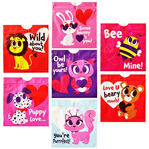 JOYIN 70 Pcs Valentine Gift Bags Drawstring Candy Bags Valentine Mini Plastic Goodie Bags for Kids Valentines Day Party Favor Supply