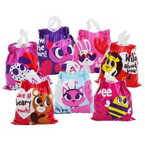 JOYIN 70 Pcs Valentine Gift Bags Drawstring Candy Bags Valentine Mini Plastic Goodie Bags for Kids Valentines Day Party Favor Supply