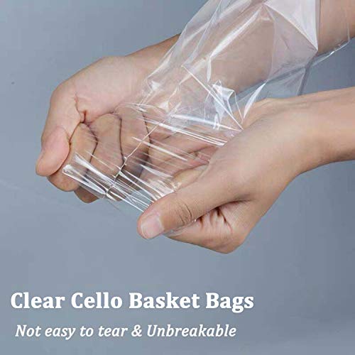 Morepack Large Cellophane Bags,24x30 Inch Cellophane Wrap for Gift Baskets,10Pcs Clear Basket Bags