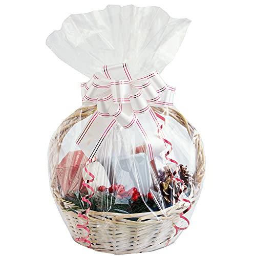 Morepack Large Cellophane Bags,24x30 Inch Cellophane Wrap for Gift Baskets,10Pcs Clear Basket Bags