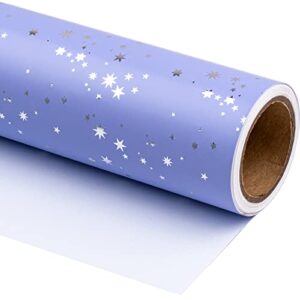 wrapaholic wrapping paper roll – mini roll – 17 inch x 33 feet – stars with silver foil design, perfect for wedding, birthday, holiday, baby shower