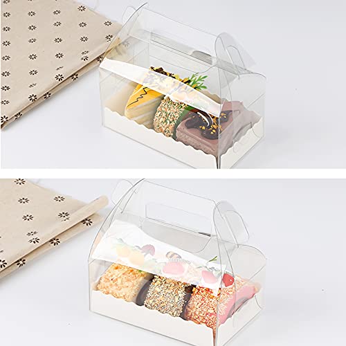 Oomcu 15 Pack Clear Gable Bakery Gift Boxes with Cardboard,Candy Treat Gift Box for Party Pastry Treat Dessert Cookies Birthday Holiday Christmas Valentine Birthday Baby Shower(6.3" x 3.5" x 3.2")