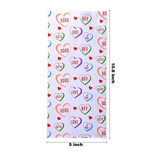 JOYIN 150 Pcs Valentine's Day Cellophane Gift Bag with Gift Tag, Candy Bag with 6 Valentine’s Themed Designs for Kids Party Favor, Classroom Exchange Prizes,Valentine’s Goody Bag