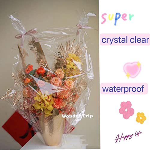 shareluck Wider Clear Cellophane Wrap Roll-100ft long x17 inches wide Clear Cellophane Roll - Clear Cellophane Bags large For Flower Wrapping, Gift Basket Wrap|Food Grade Specifications